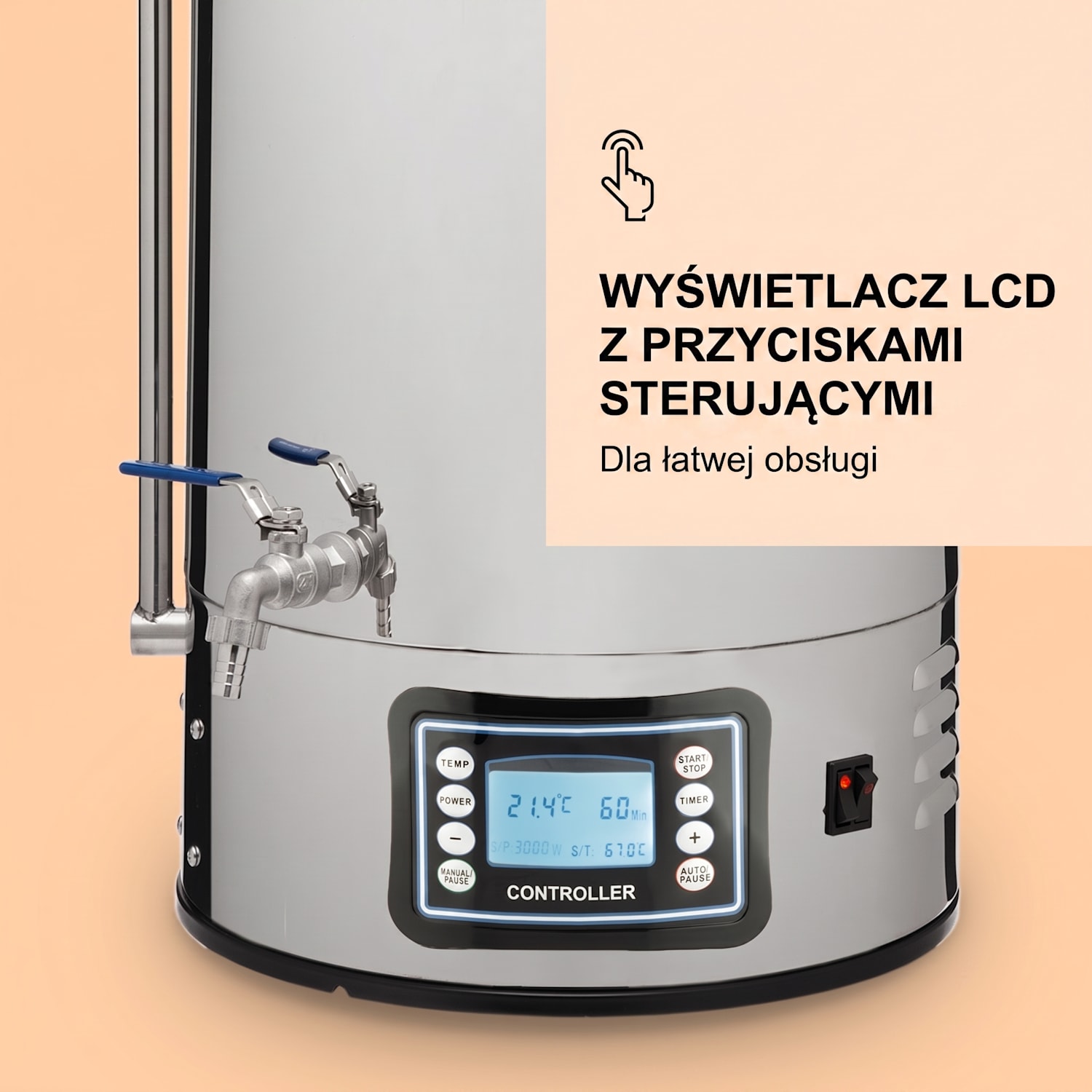 Mundschenk XXL, kocioł warzelny do produkcji piwa, 2500 W, 50 l, stal nierdzewna XXL | Srebrny Metal