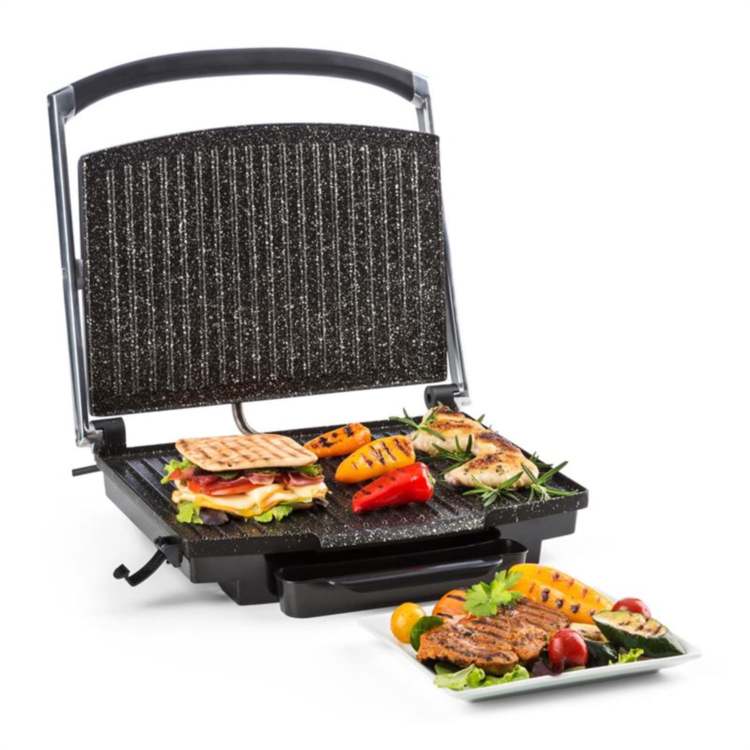 Edelstein asador de multi contacto paninimaker 2000W 240ºC acero inoxidable negro Negro