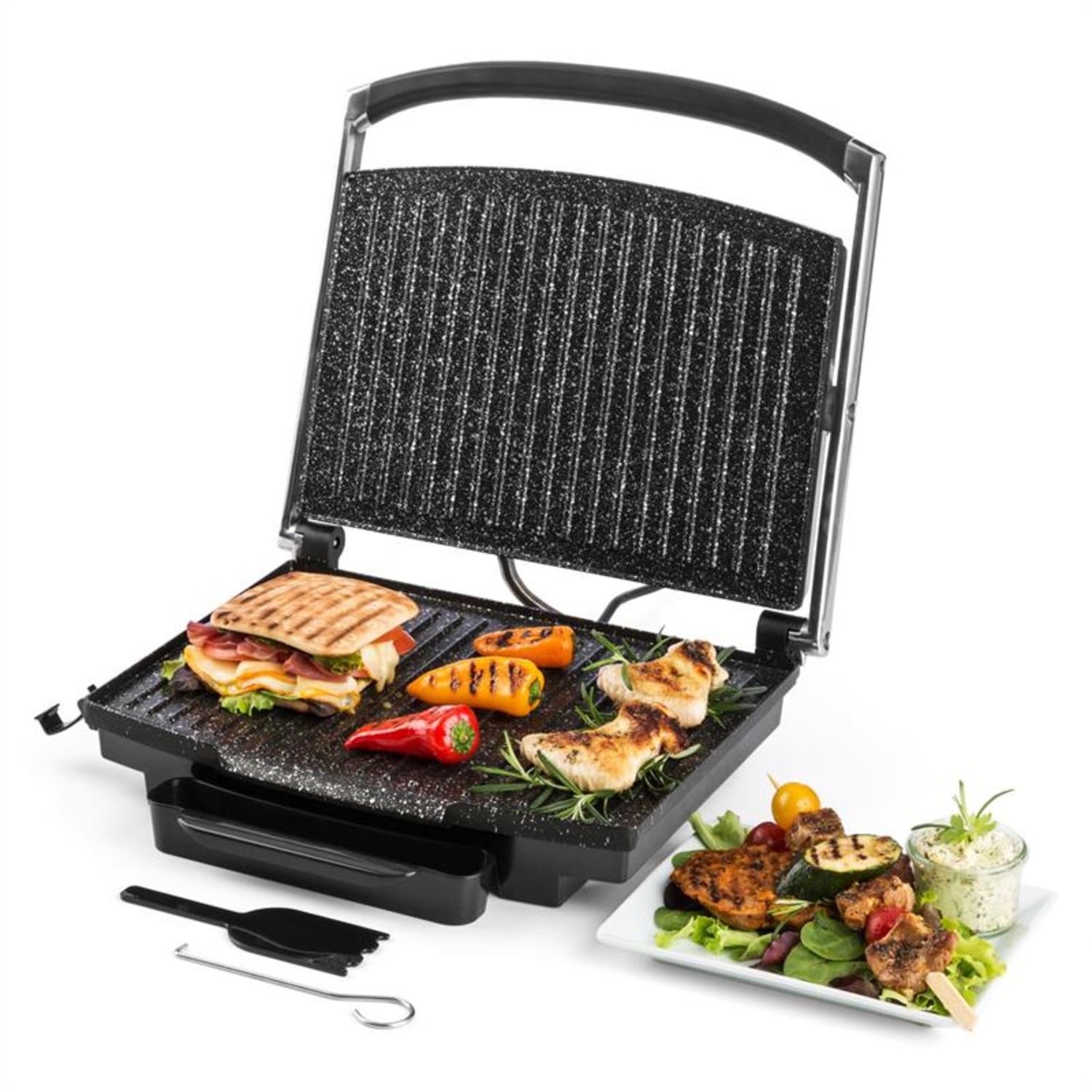 Edelstein asador de multi contacto paninimaker 2000W 240ºC acero inoxidable negro Negro