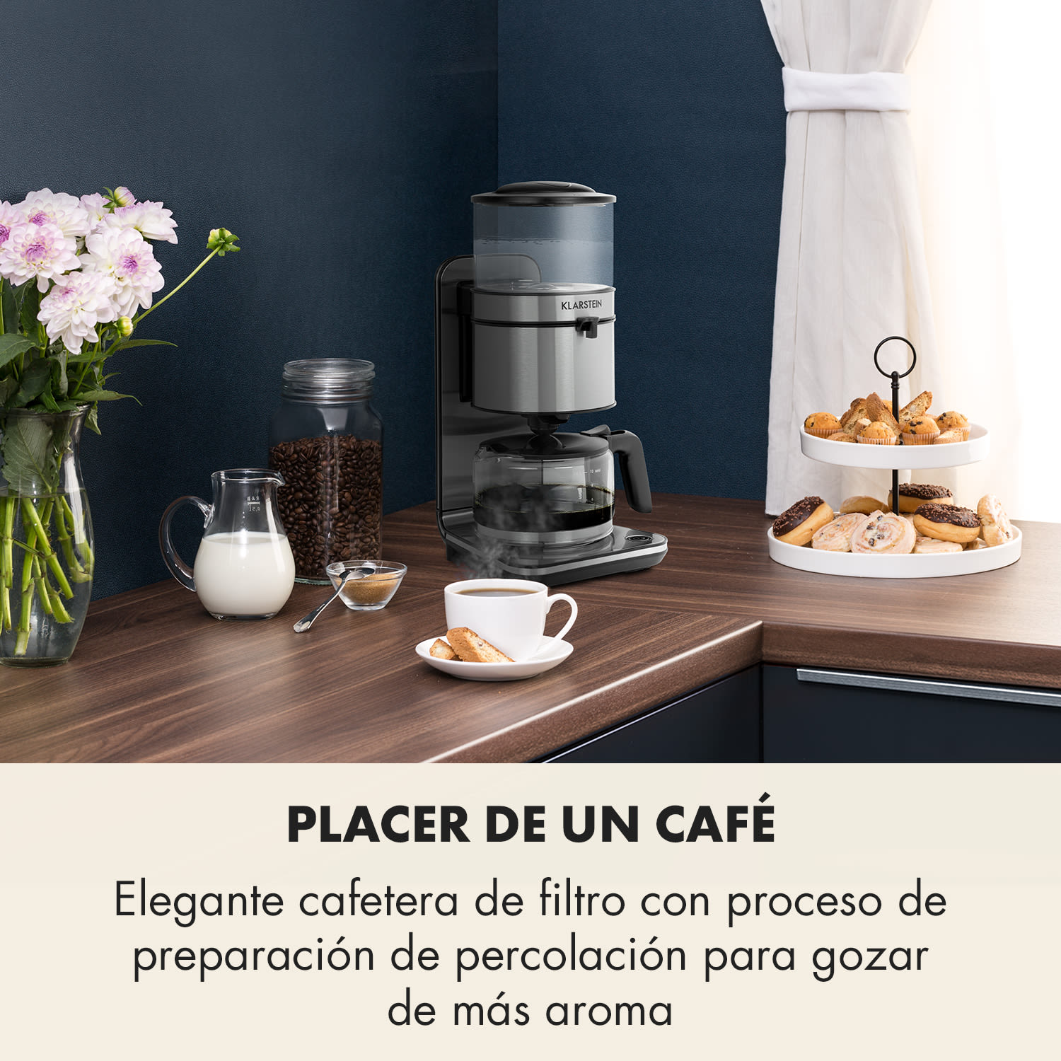 Soulmate Cafetera con filtro 1800W Cristal Acero inoxidable 