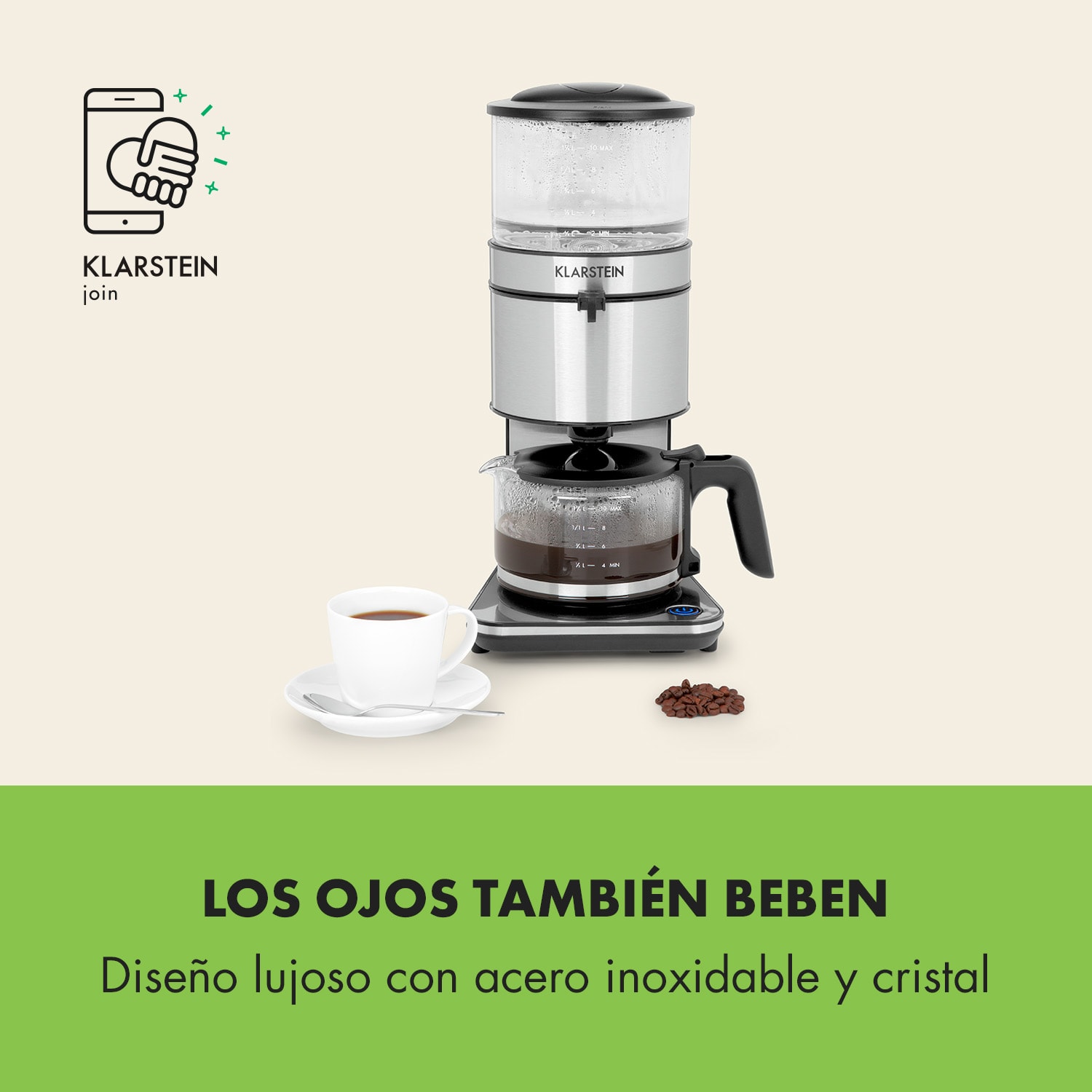 Soulmate Cafetera con filtro 1800W Cristal Acero inoxidable 