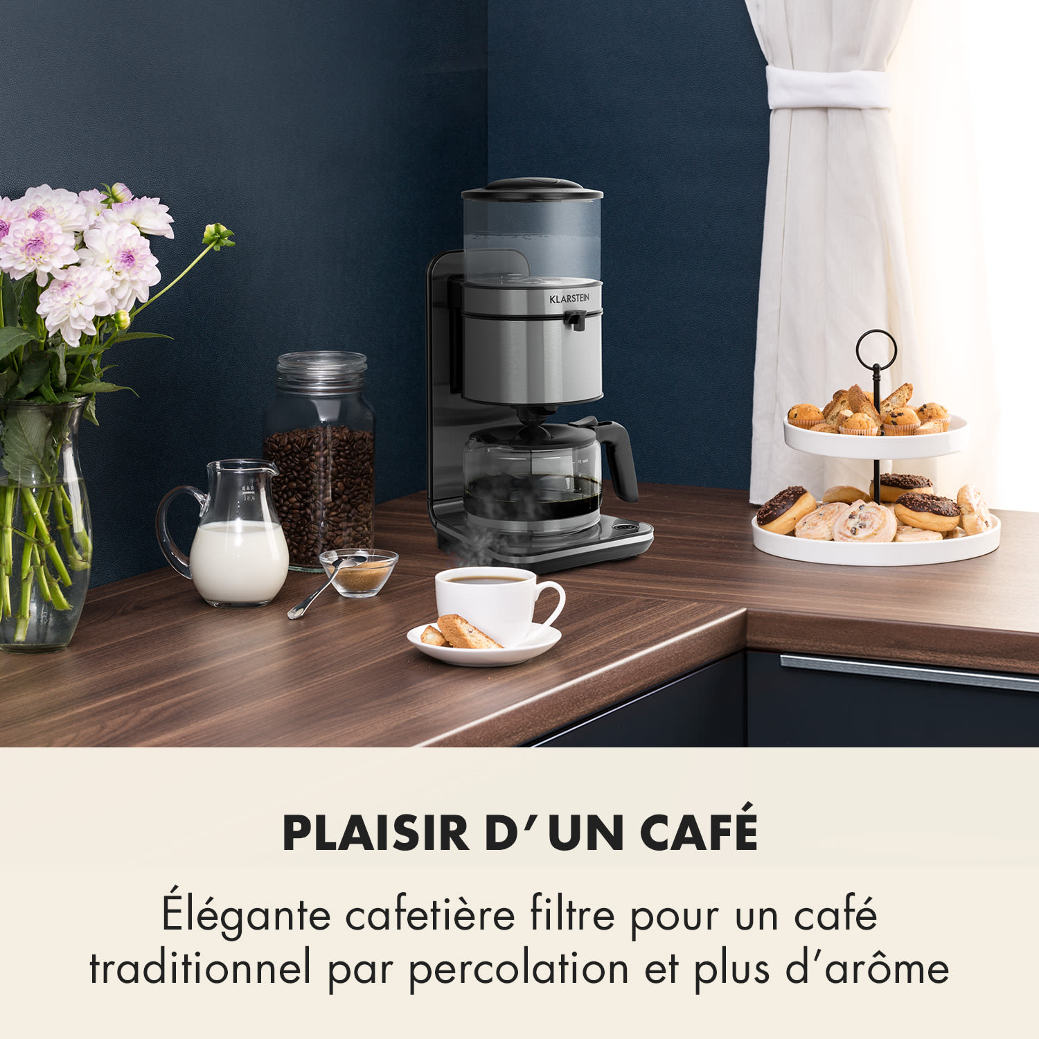 Soulmate Machine à café cafetière filtre 10 tasses 1800W verre & inox 