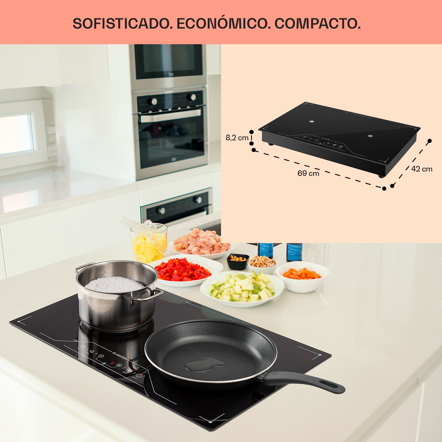 Deejay Placa de inducción 3500W vitrocerámica Touch Cocina Electrica Potente Negra 