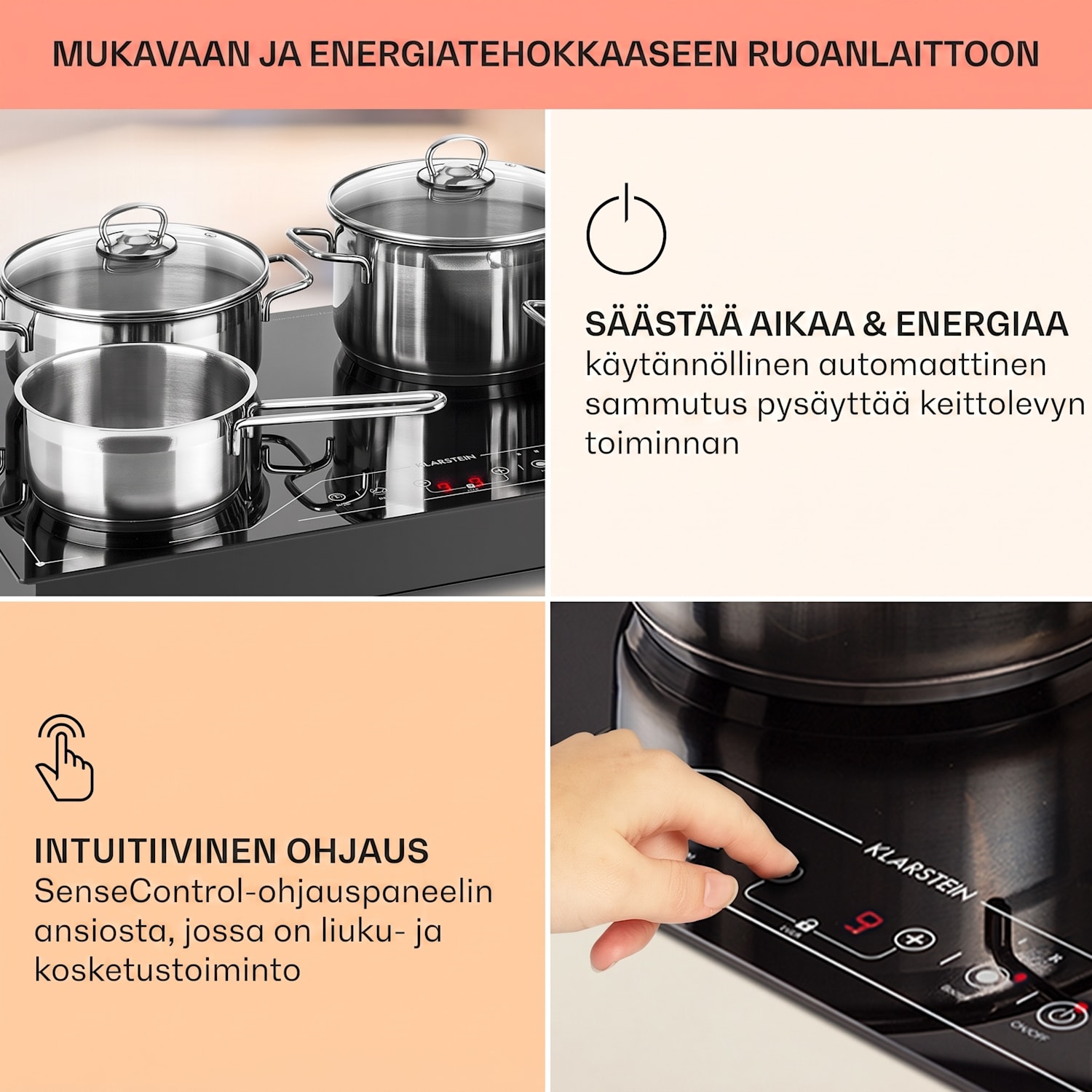 Deejay induktiokeittolevy 3500 W lasikeramiikkaa kosketus musta 