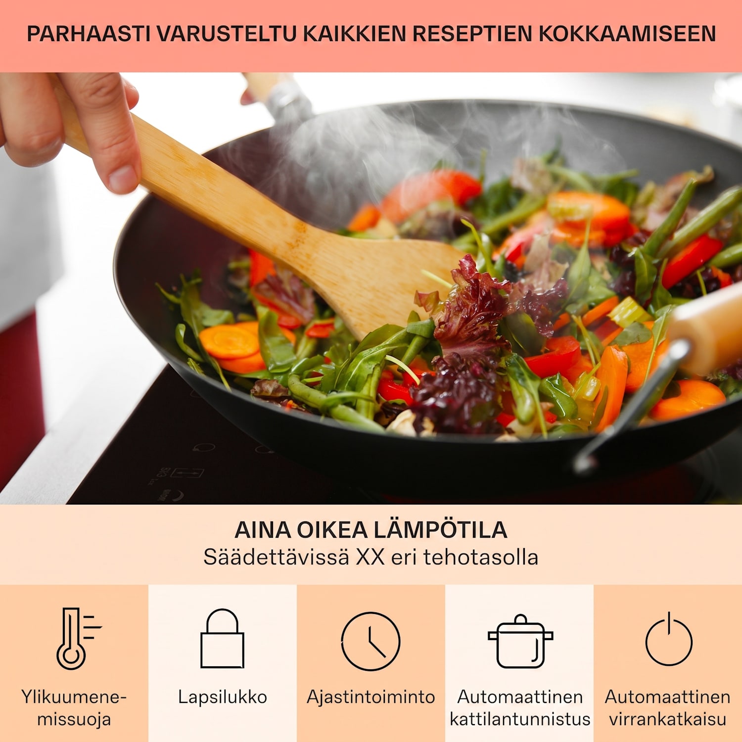 Deejay induktiokeittolevy 3500 W lasikeramiikkaa kosketus musta 