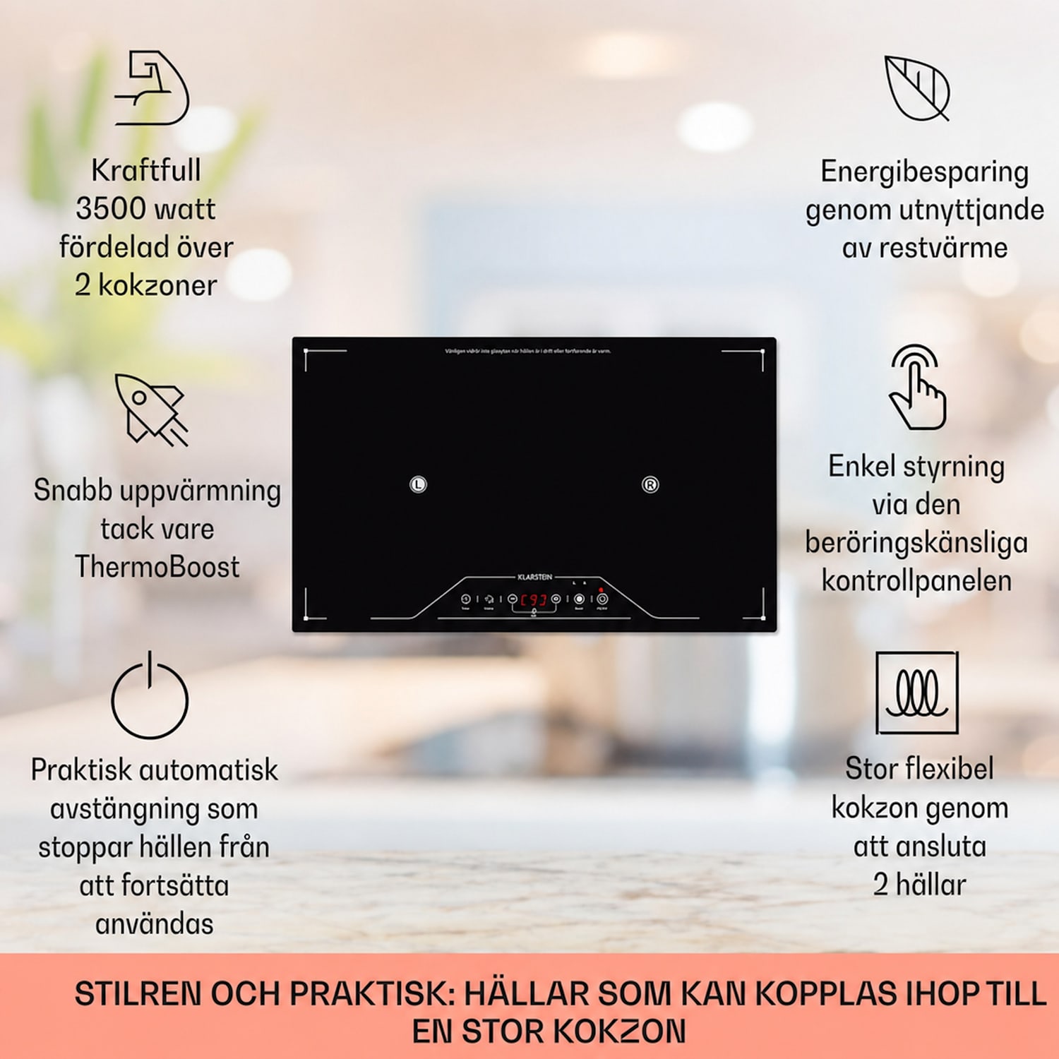 Deejay frizon-induktionshäll 3500 W glaskeramik touch svart 