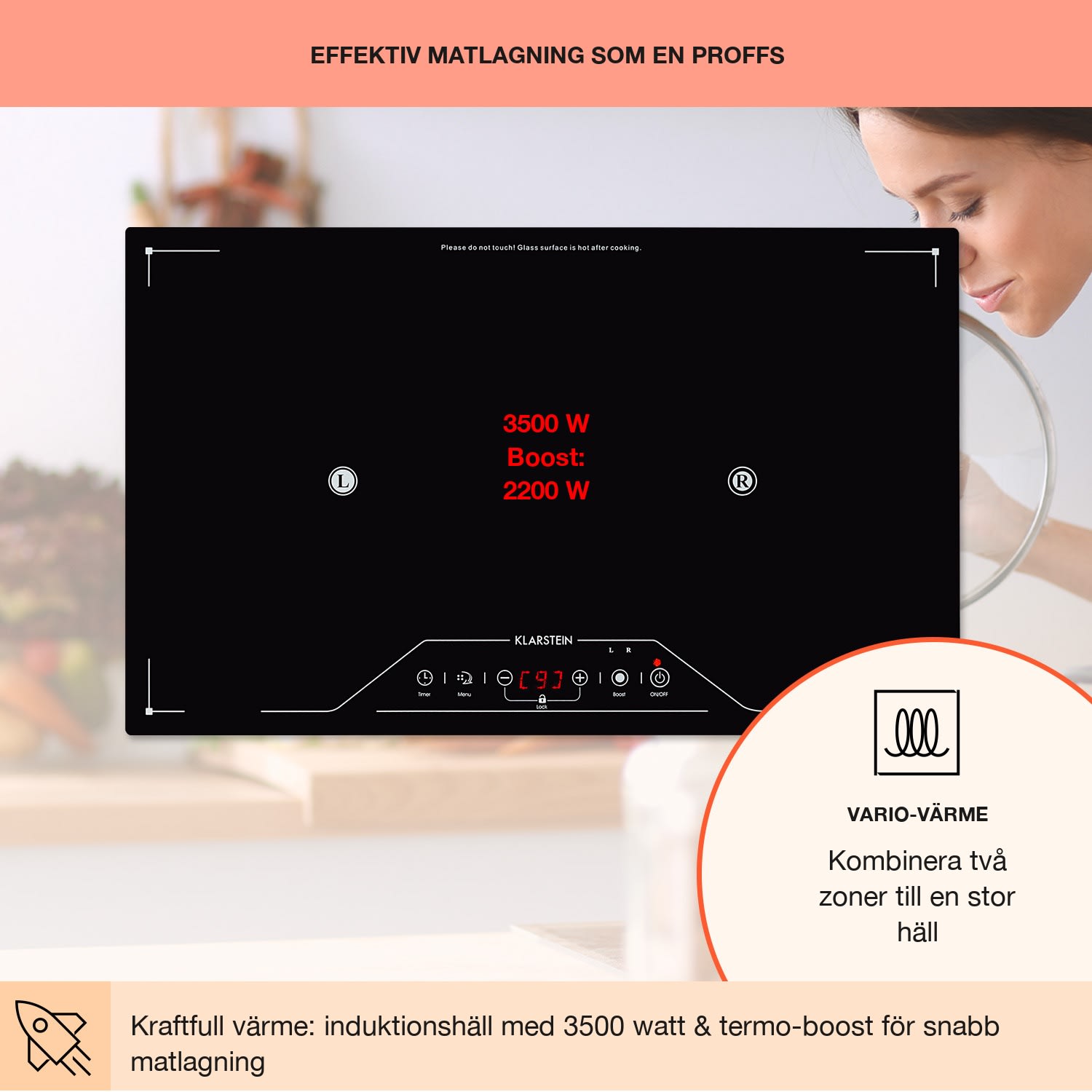 Deejay frizon-induktionshäll 3500 W glaskeramik touch svart 