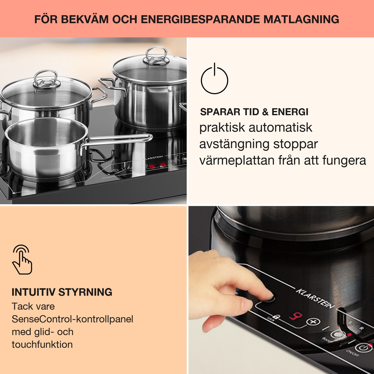Deejay frizon-induktionshäll 3500 W glaskeramik touch svart 