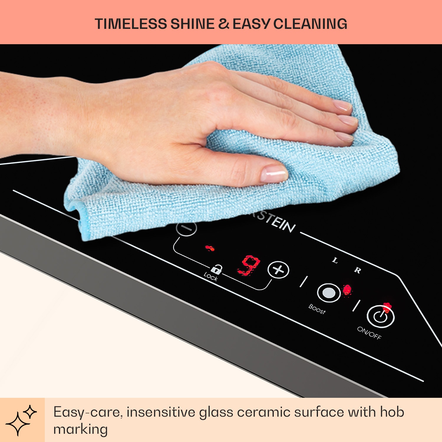 Deejay vrije zone inductiekookveld 3500 W glaskeramiek touch - zwart 