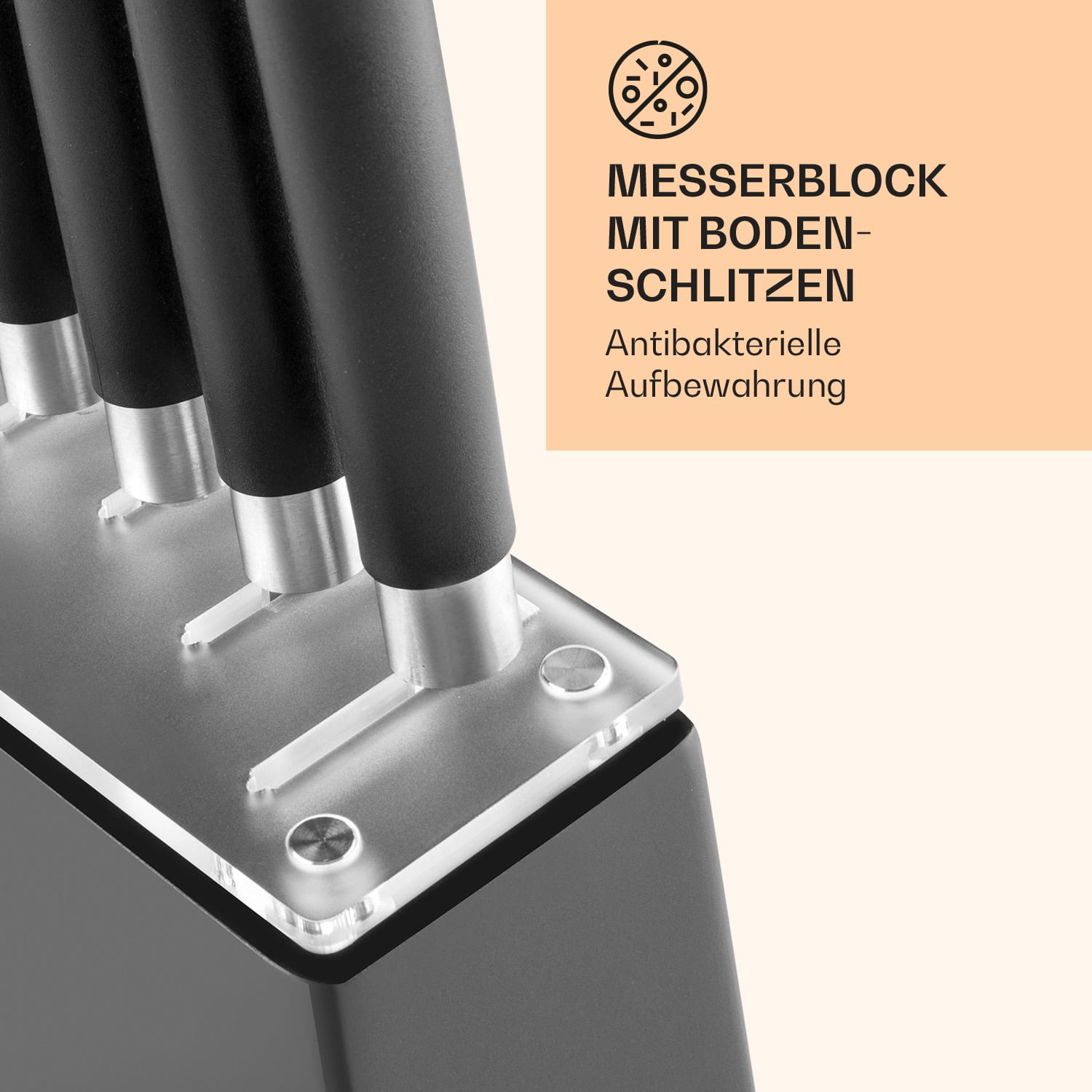 Kitano 8tlg. Messer-Set mit Block 7 Messer Stahl edler Holzblock 