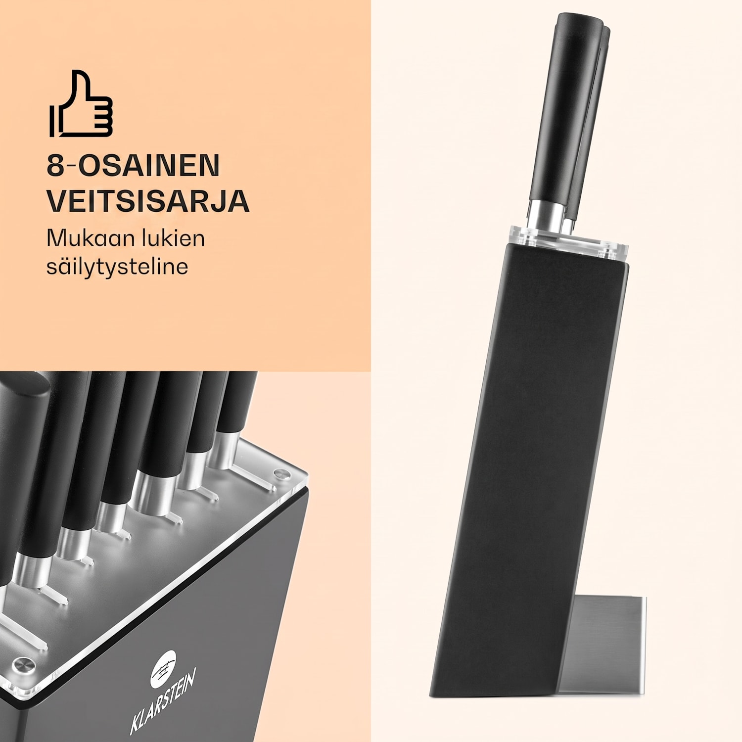 Kitano 8-osainen Veitsisetti tukki 7 veistä terästä ylellinen puutukki Musta