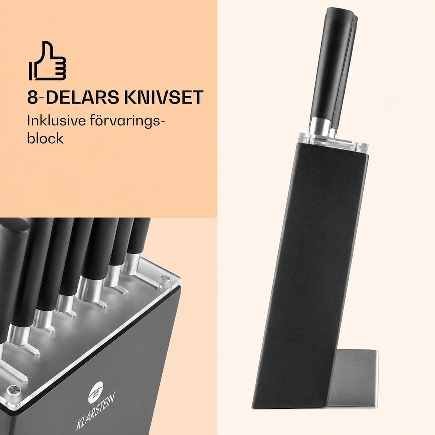 Kitano 8 delar Knivset med knivblock 7 knivar stål ädel knivblock i trä 