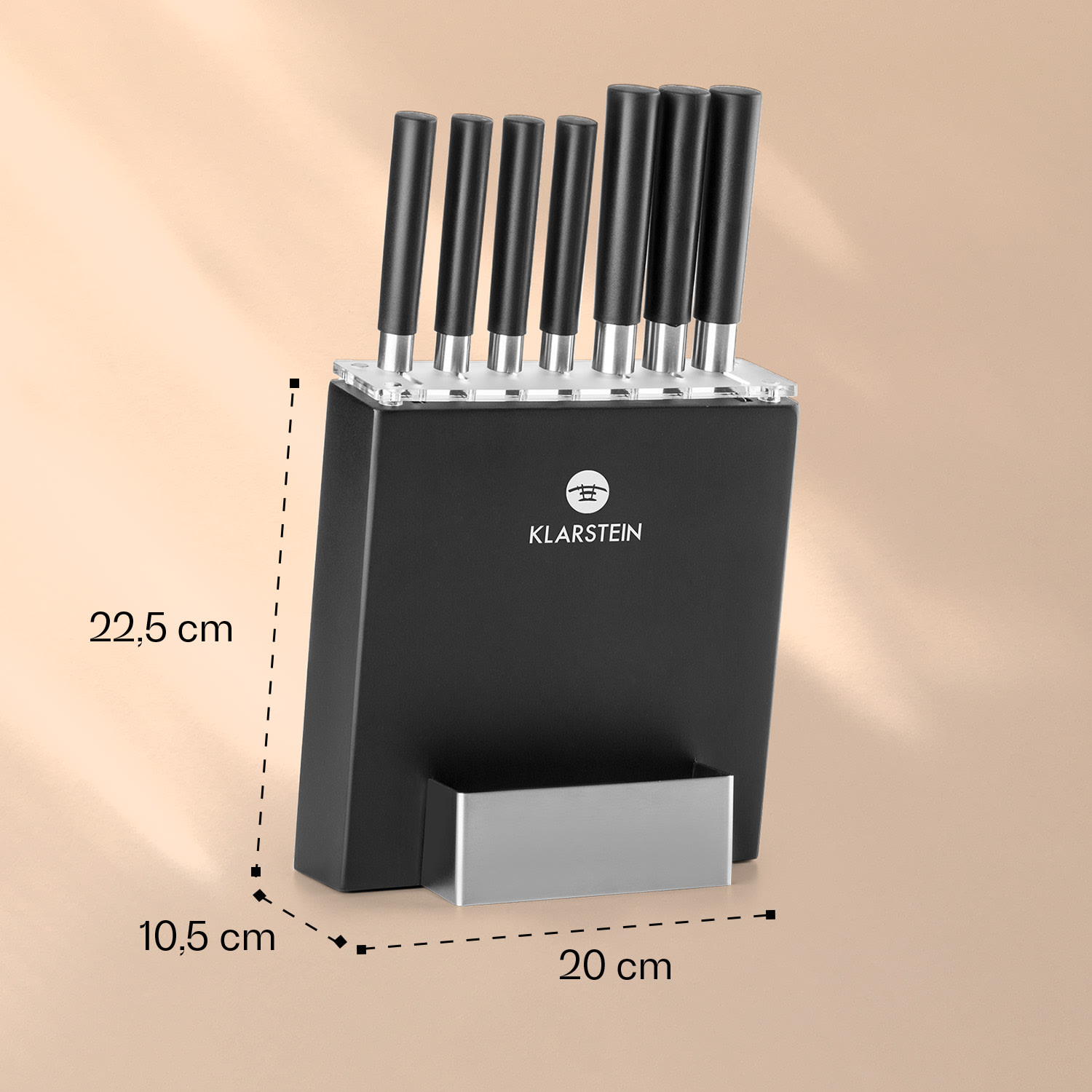 Kitano, sada nožov s blokom, 8-dielna, 7 nožov, oceľ, luxusný drevený blok Čierna
