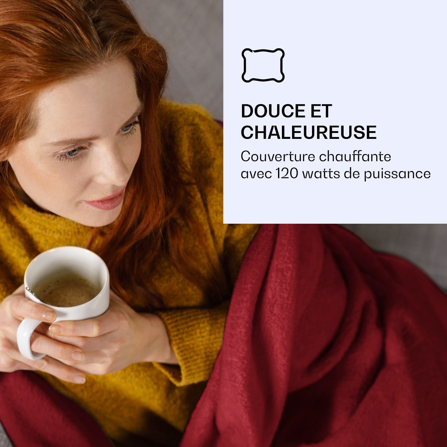 Dr. Watson XL Couverture électrique 120 W 3 niveaux de température Panneau de commande 180 x 130 cm Vin | XL