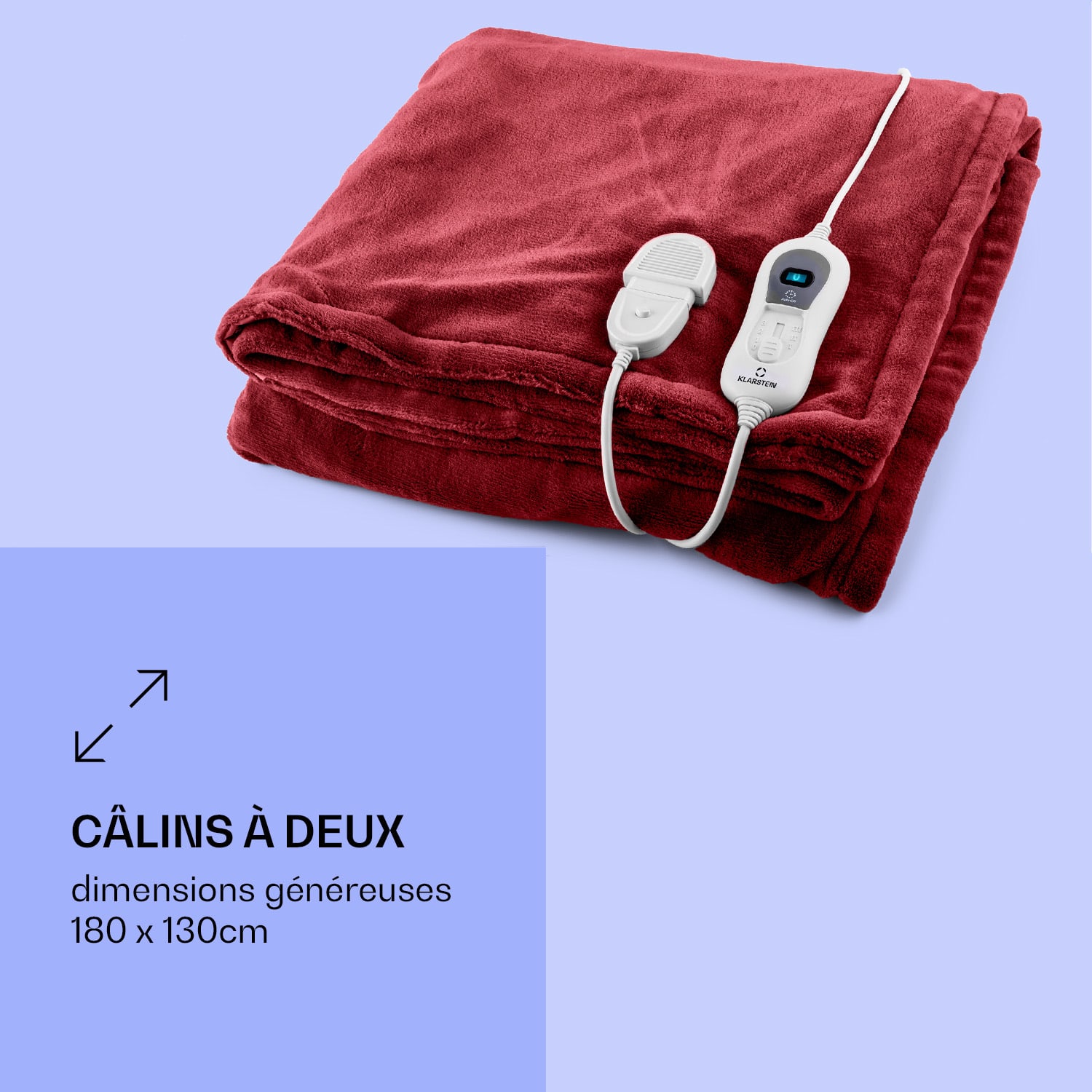 Dr. Watson XL Couverture électrique 120 W 3 niveaux de température Panneau de commande 180 x 130 cm Vin | XL