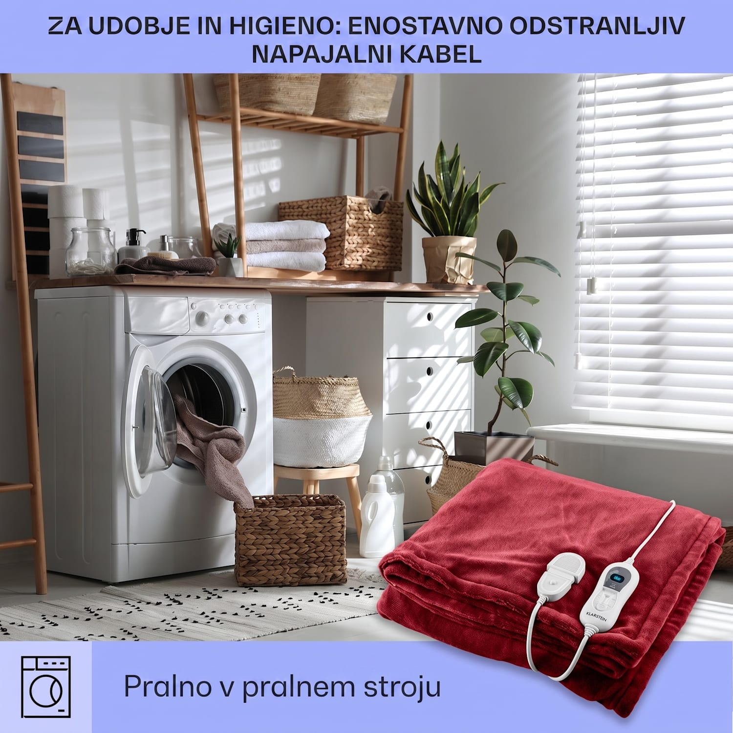 Dr. Watson, grelna blazina, 120 W, 180 x 130 cm, pralna, vinsko rdeča Vinska | XL