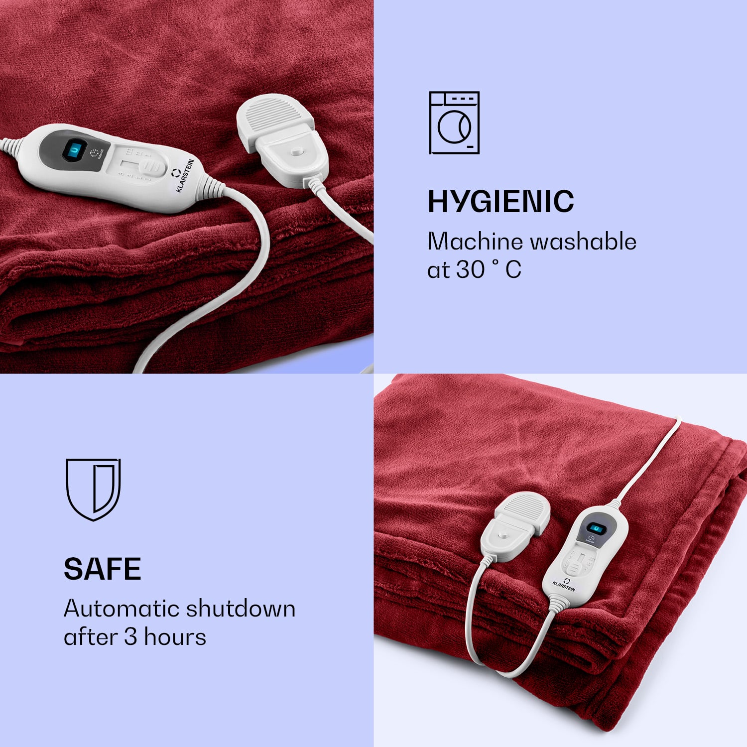 Dr.Watson koc elektryczny 120 W nadający się do prania 180x130cm mikro Wino | XL