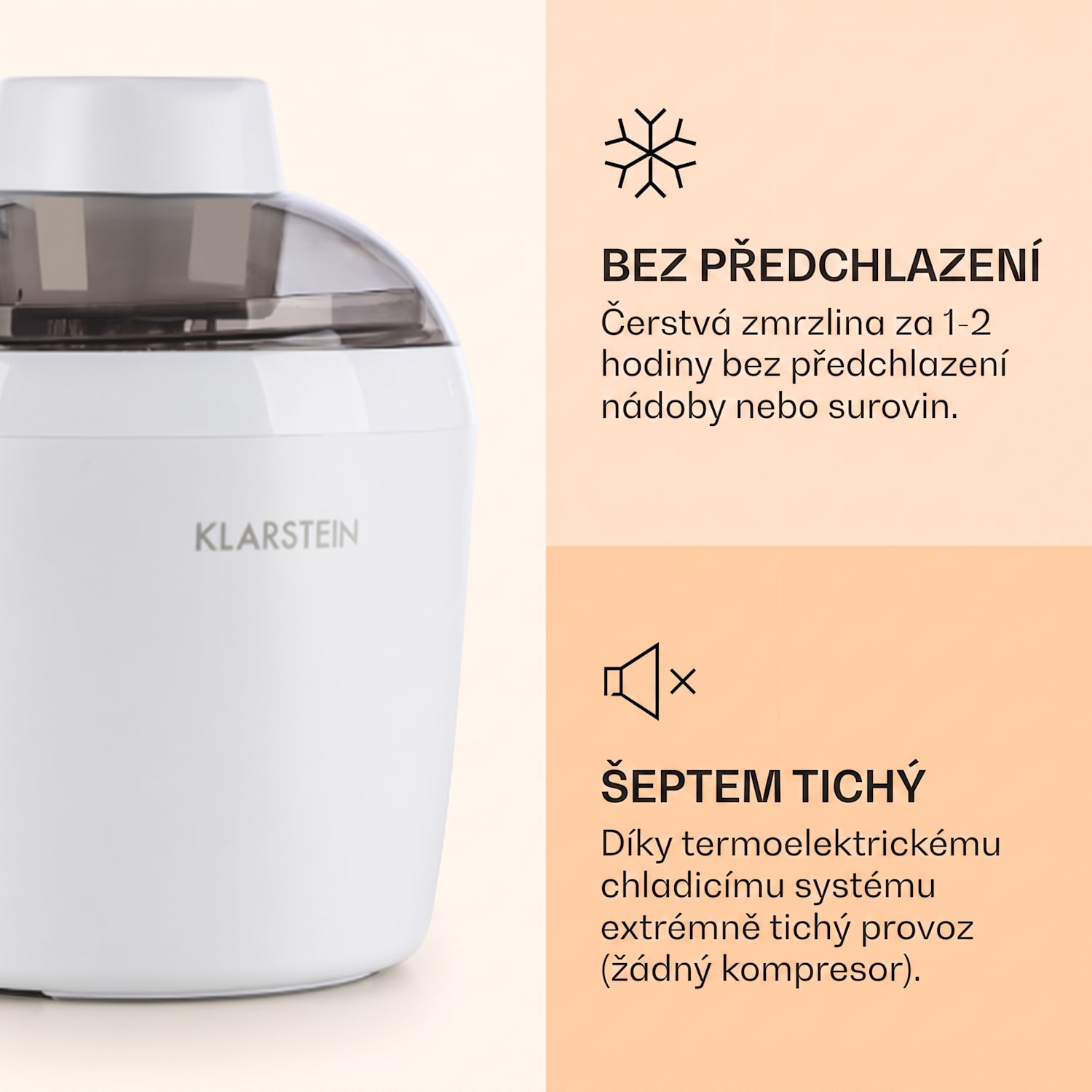 Schneeflöckchen, zmrzlinovač, 700 ml, termoelektrický, tichý chod, bílý 