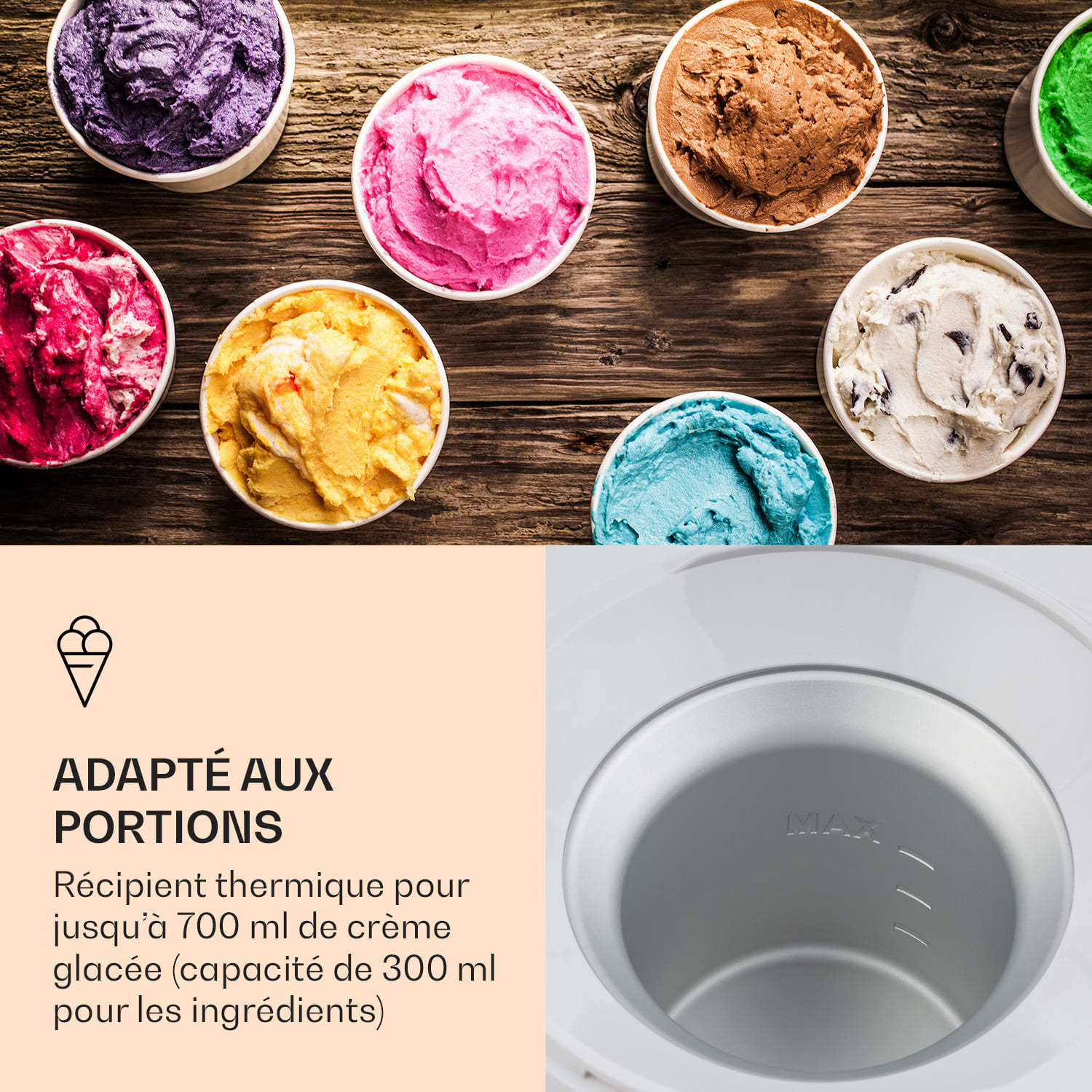 Sorbetière thermoélectrique à flocons de neige 700ml silencieuse 