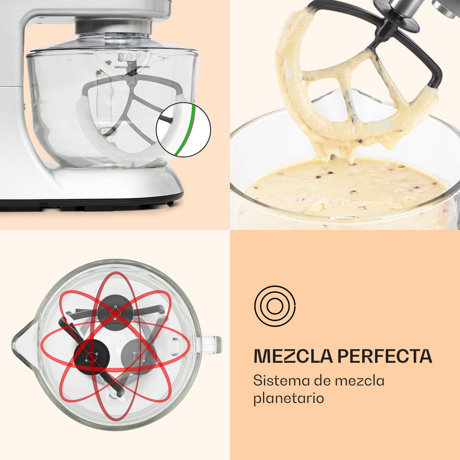 Procesador de alimentos Bella Argentea 2G 1800 W 5 litros Gancho mezclador, batidor Plata Metálica