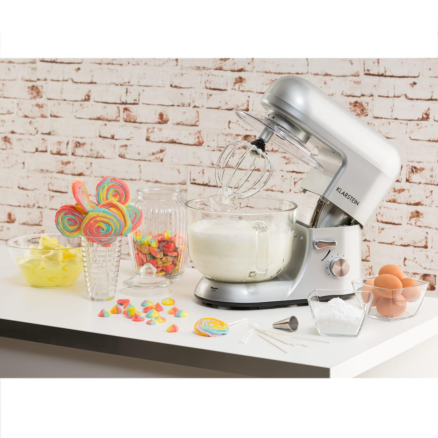 Bella Argentea 2G keukenmachine 1800 W 5 liter deeghaak, kneedhaak & garde Zilver Metallic