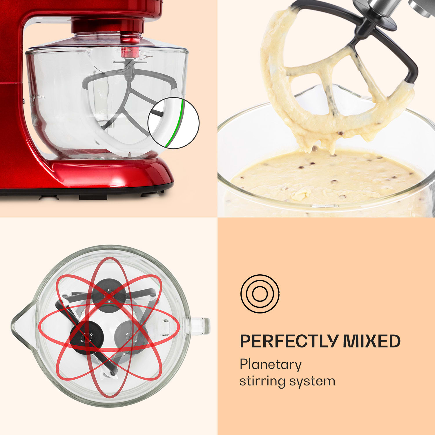 Bella Rossa 2G Processador de Alimentos 1800 W 6 níveis sistema de mistura giratório Vermelho
