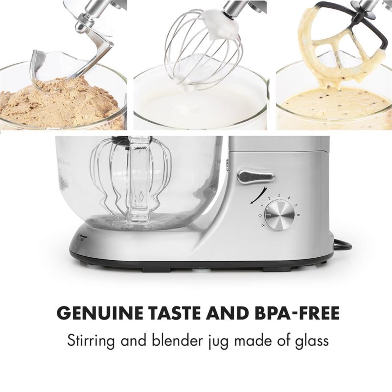 Lucia Argentea 2G keukenmachine mixer vleesmolen 1800W zonder BPA 