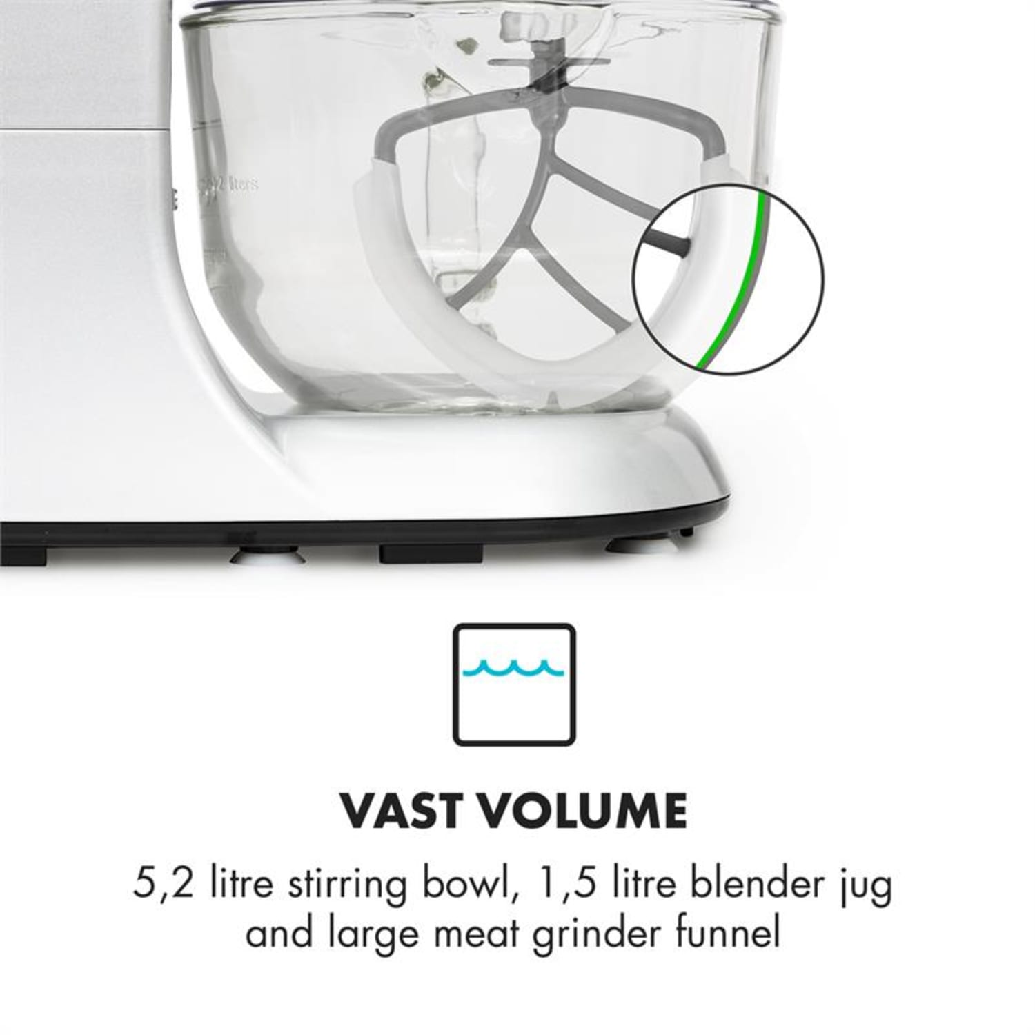 Lucia Argentea 2G keukenmachine mixer vleesmolen 1800W zonder BPA 