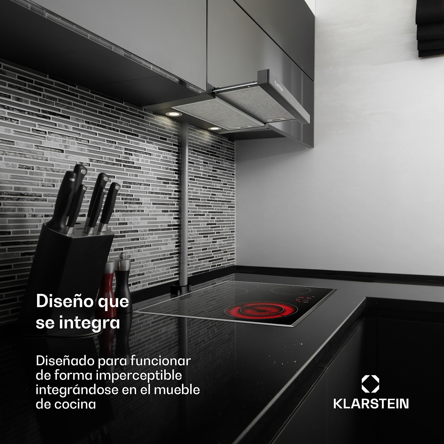 Vinea campana extractora de bajo mueble campana plana 60cm negra 