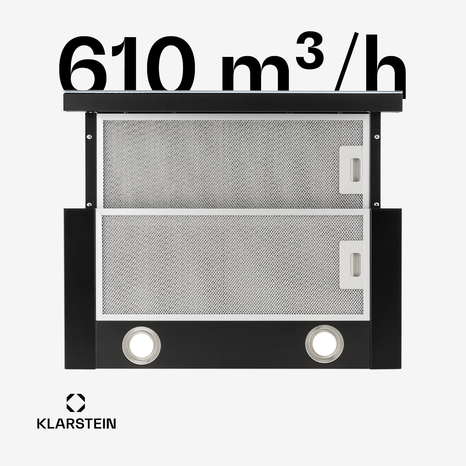 Vinea, digestor, 60 cm, vstavaný, 610 m³/h, plochá konštrukcia, čierny Čierna