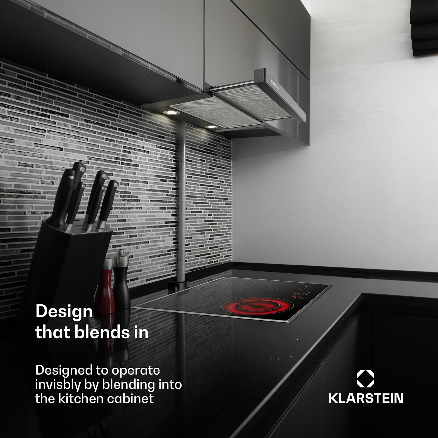 Vinea onderbouw afzuigkap vlakscherm afzuigkap 60 cm zwart 