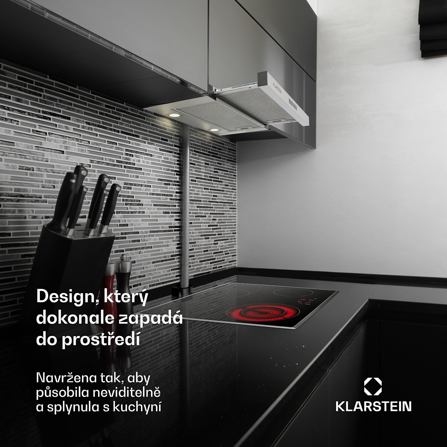 Vinea, digestoř, 60 cm, vestavná, 610 m³/h, plochá konstrukce, stříbrná 