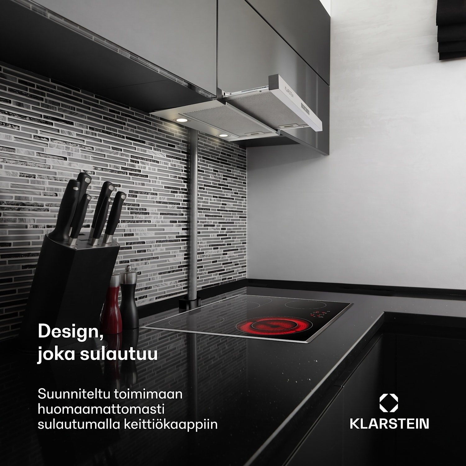 Vinea alapuolelle kiinnitettävä liesituuletin litteä 60 cm hopea Ruostumaton Teräs