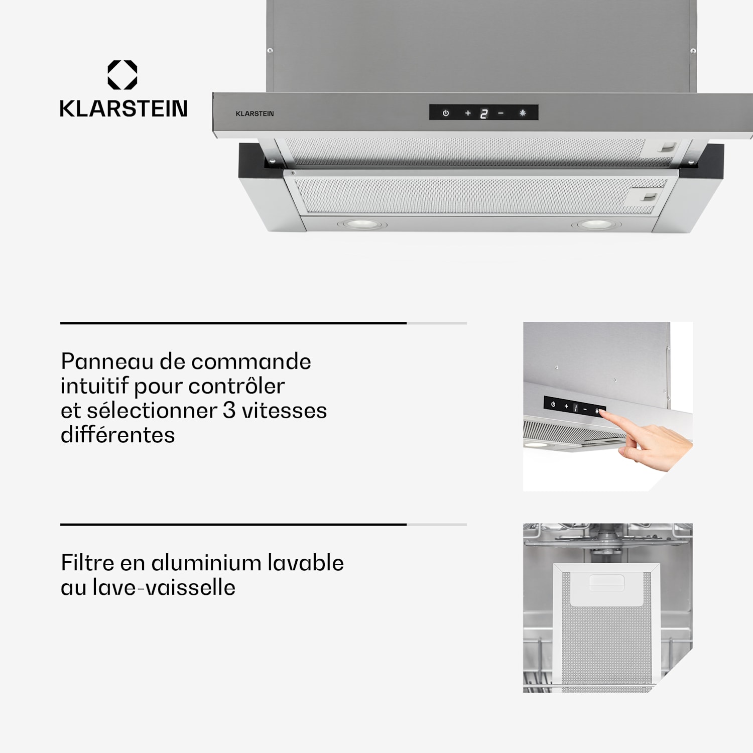 Vinea onderbouw afzuigkap vlakscherm afzuigkap 60 cm zilver Roestvrij Staal
