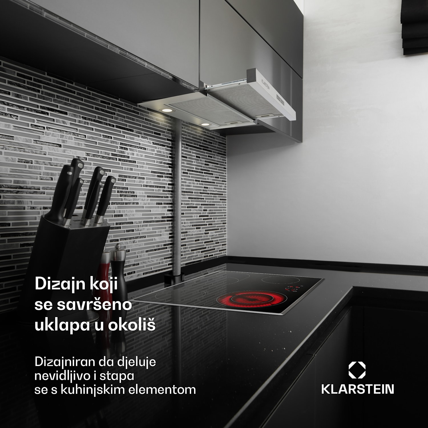 Vinea ugradbena napa, ravna konstrukcija, 60 cm, srebrna Nehrđajući čelik