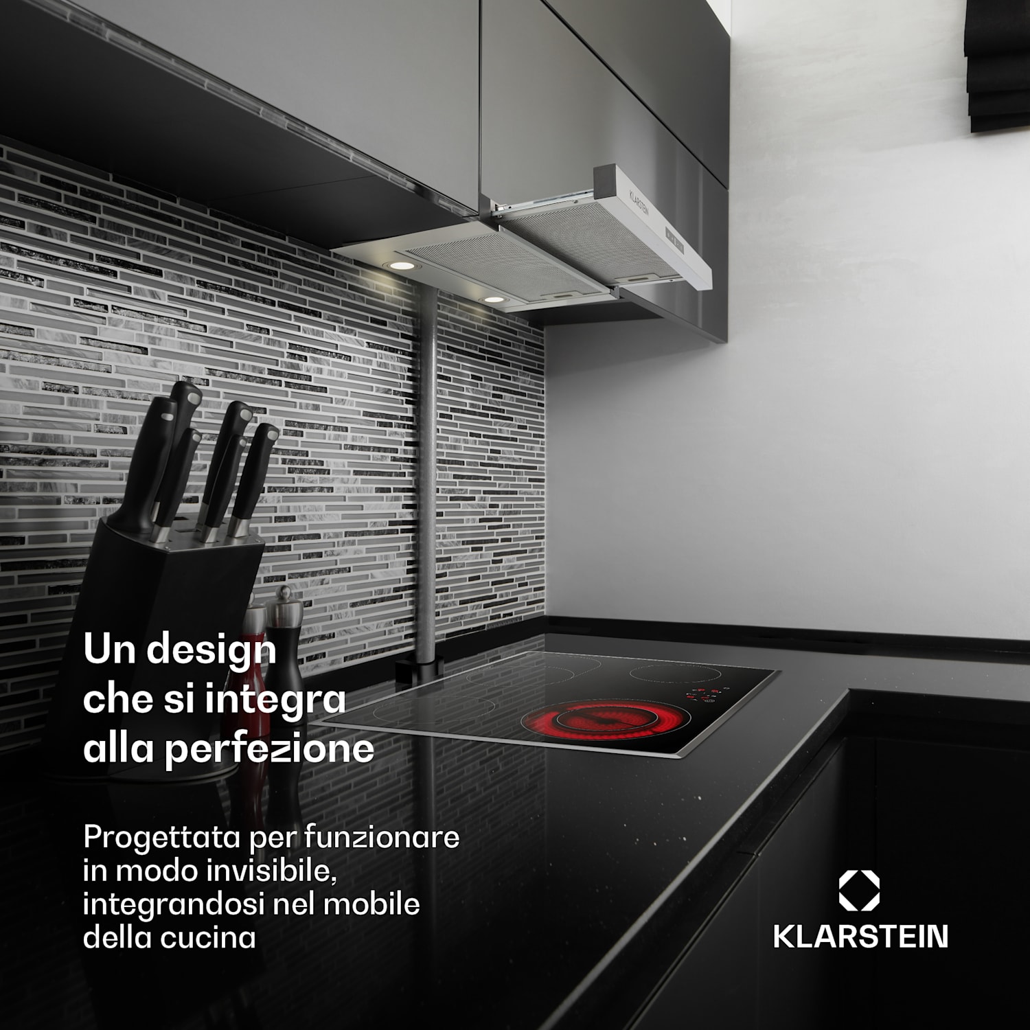 Vinea Cappa Aspirante ad Incasso a Schermo Piatto 60 cm Argento Acciaio inox