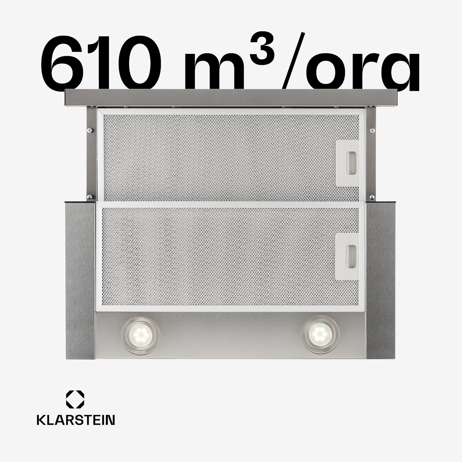 Vinea Cappa Aspirante ad Incasso a Schermo Piatto 60 cm Argento Acciaio inox