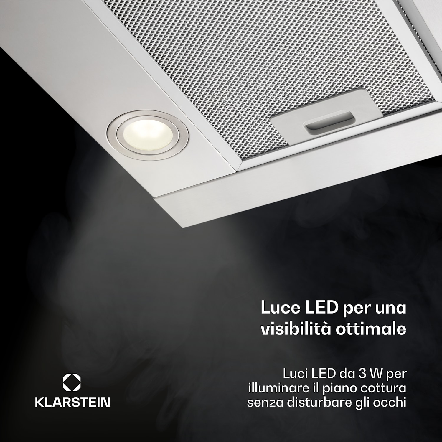 Vinea Cappa Aspirante ad Incasso a Schermo Piatto 60 cm Argento Acciaio inox