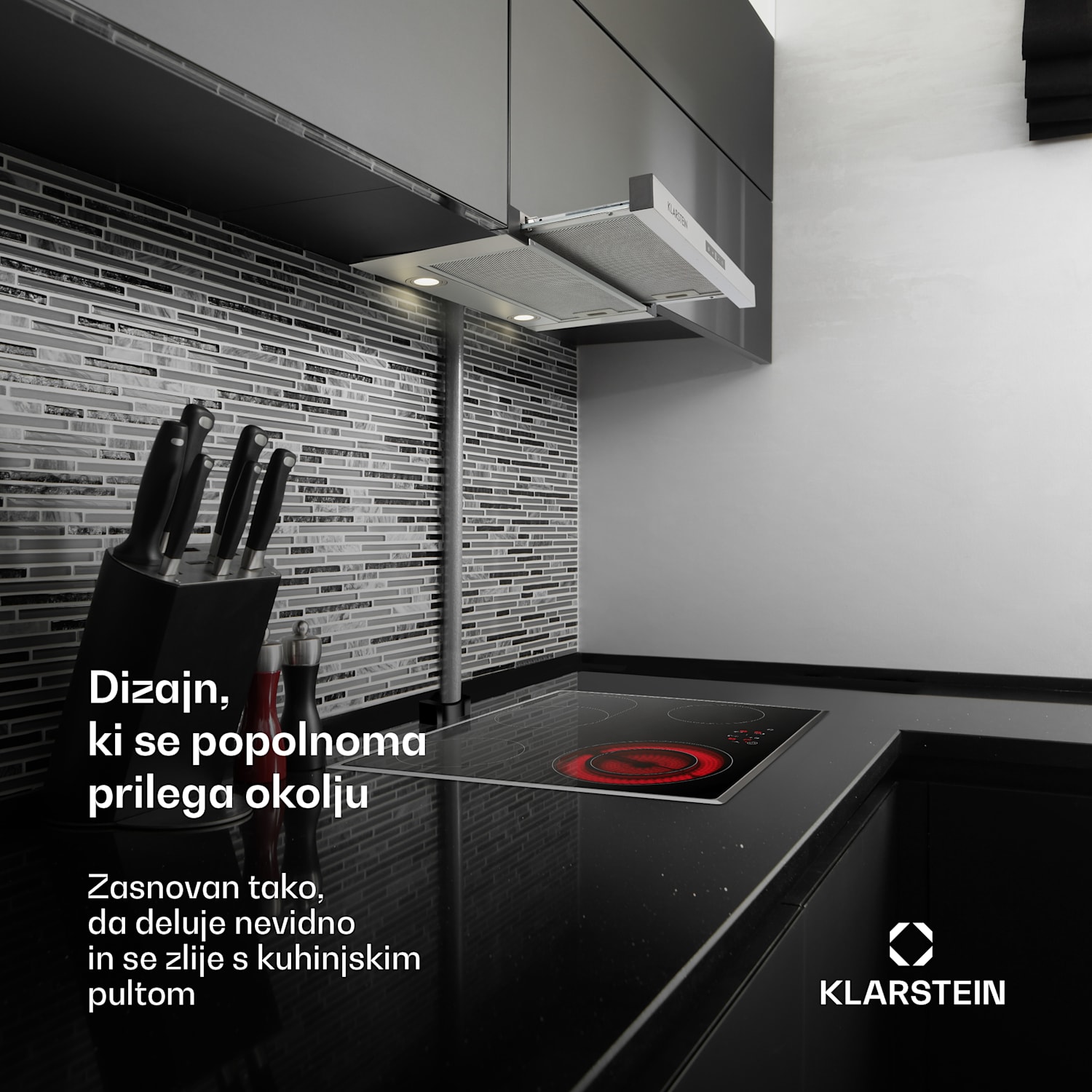 Vinea vgrajena kuhinjska napa, ploščata konstrukcija, 60 cm, srebrna barva Nerjaveče jeklo