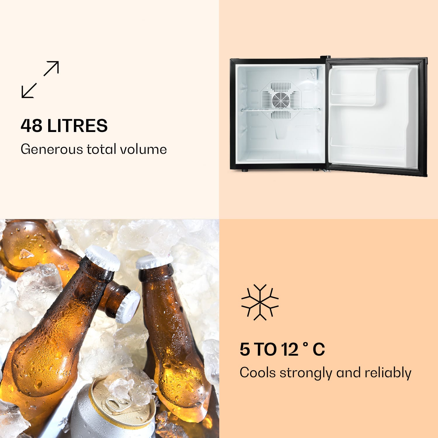 CoolTour drankenkoeler minikoelkast | 48 liter | 75 watt | 5-12 °C | Geluidsniveau: 35 dB | Kabel sigarettenaansteker | Aanstekerdoos voor in de auto 48 ltr