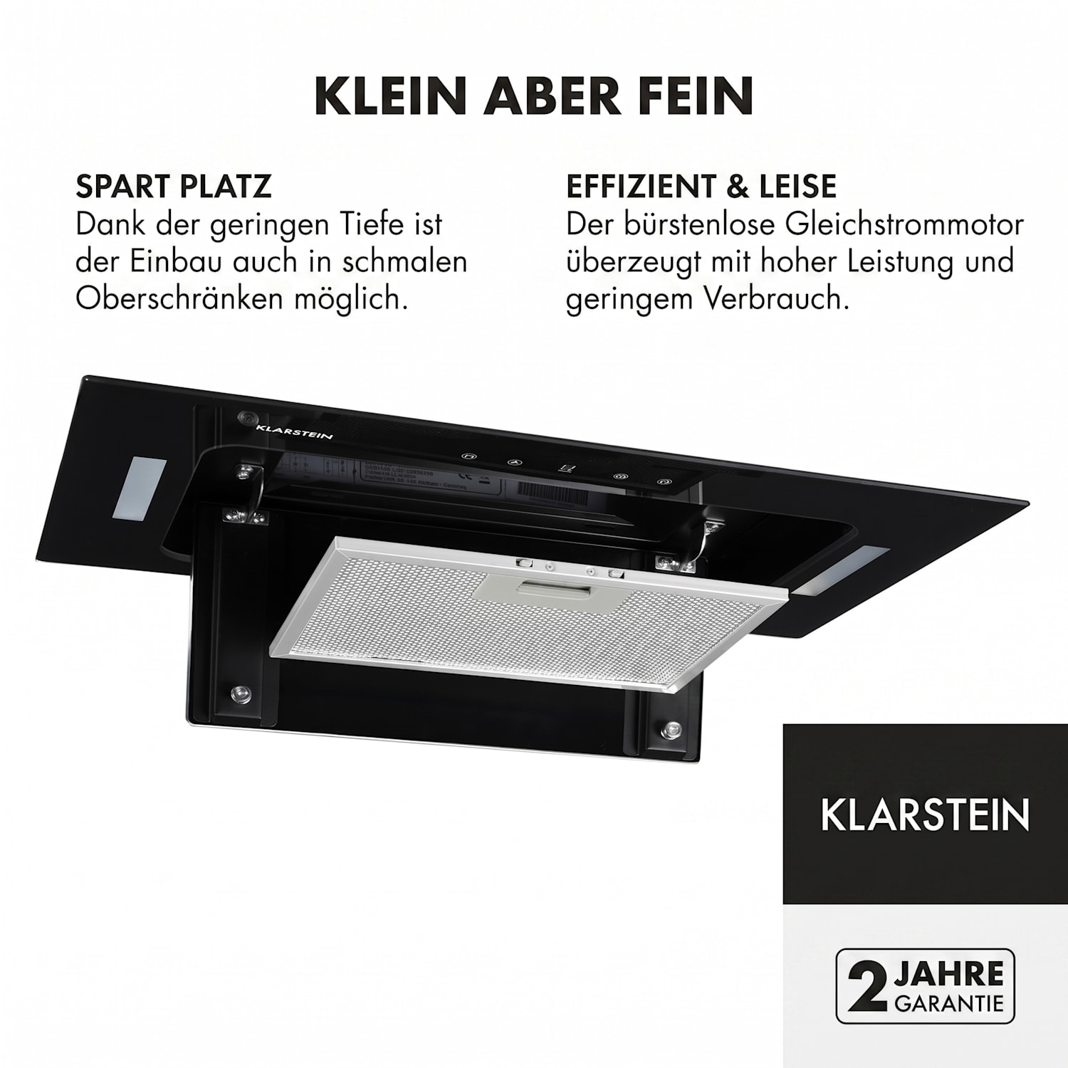 HEKTOR Dunstabzugshaube Beleuchtung Aluminium-Filter Timer 52 cm | ohne Aktivkohle-Filter | Schwarz
