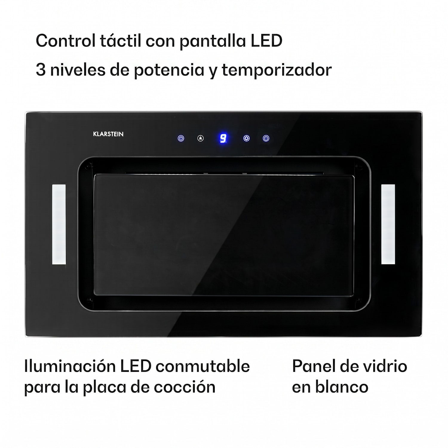 HEKTOR SL Campana extractora iluminación filtro de aluminio timer negro 52 cm | Accesorio sin filtro de carbón activo | Negro