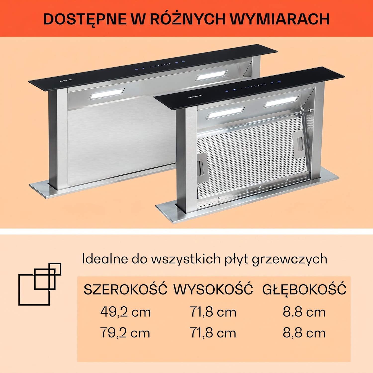 Royal Flush Downdraft, okap blatowy, 60 cm, 504 m³/h 60
