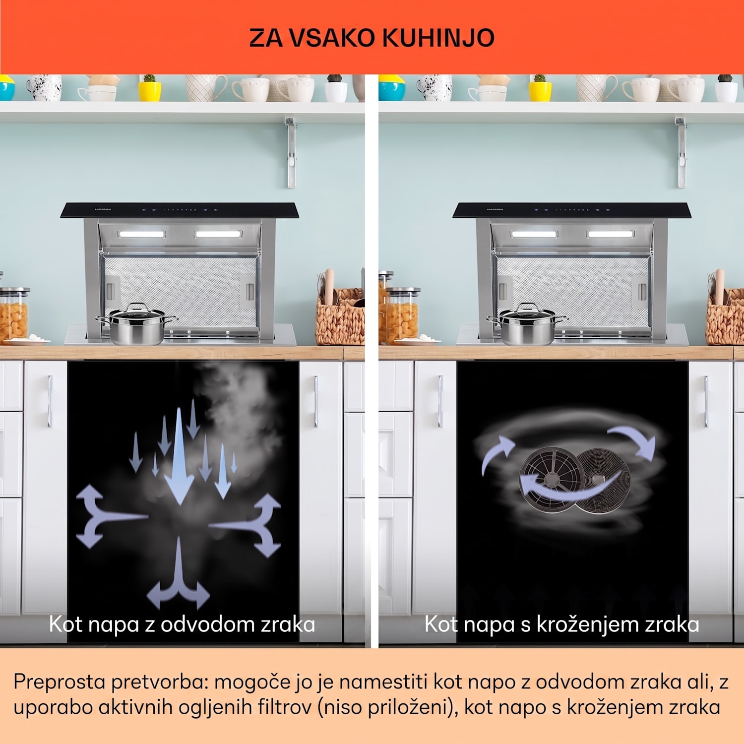 Royal Flush Downdraft, Kuhinjska napa, 485 m³/h 60 cm 60
