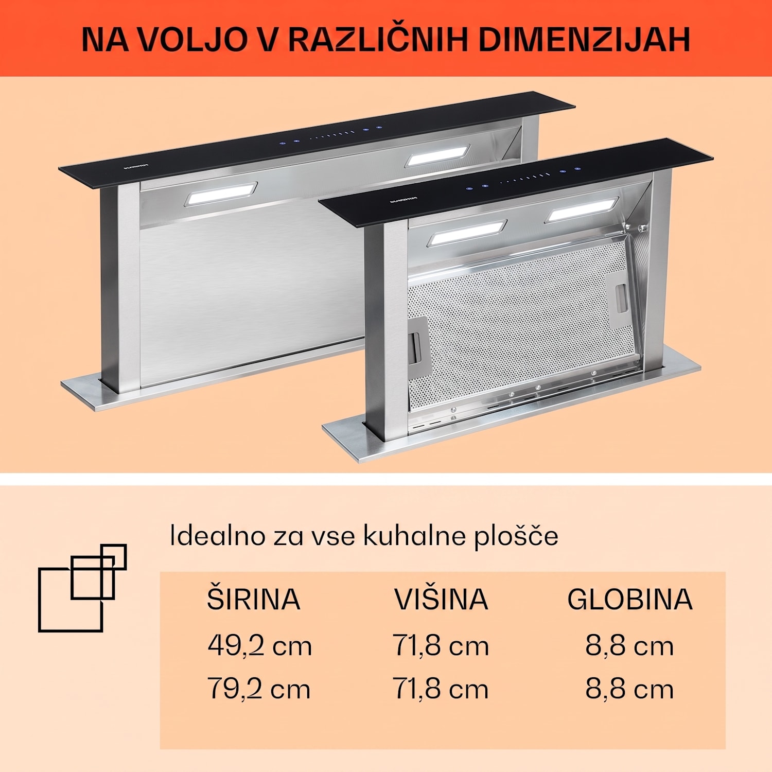 Royal Flush Downdraft, Kuhinjska napa, 485 m³/h 60 cm 60