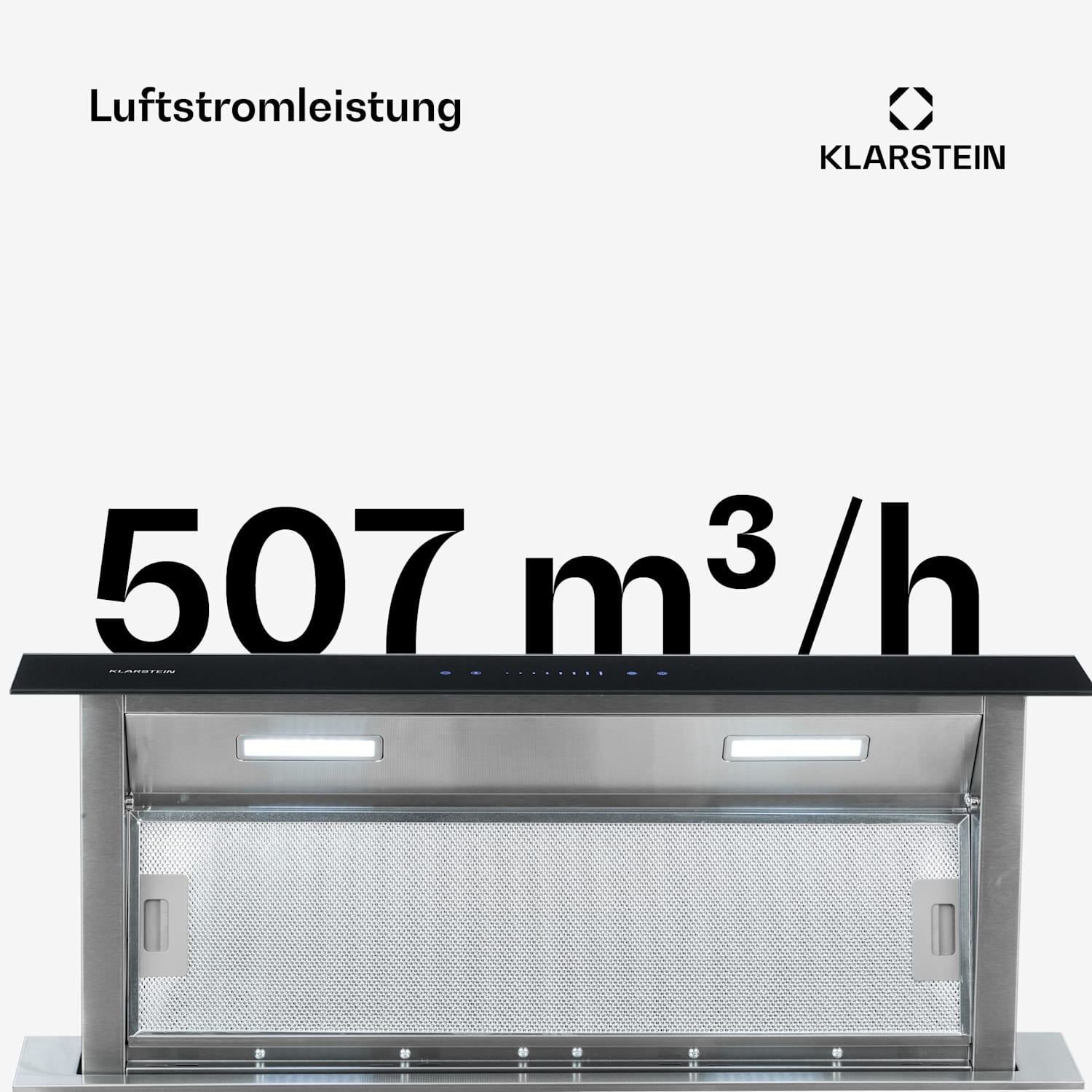 Royal Flush Downdraft Dunstabzugshaube 507 m³/h 90 cm 90 cm | Silber | Schwarz
