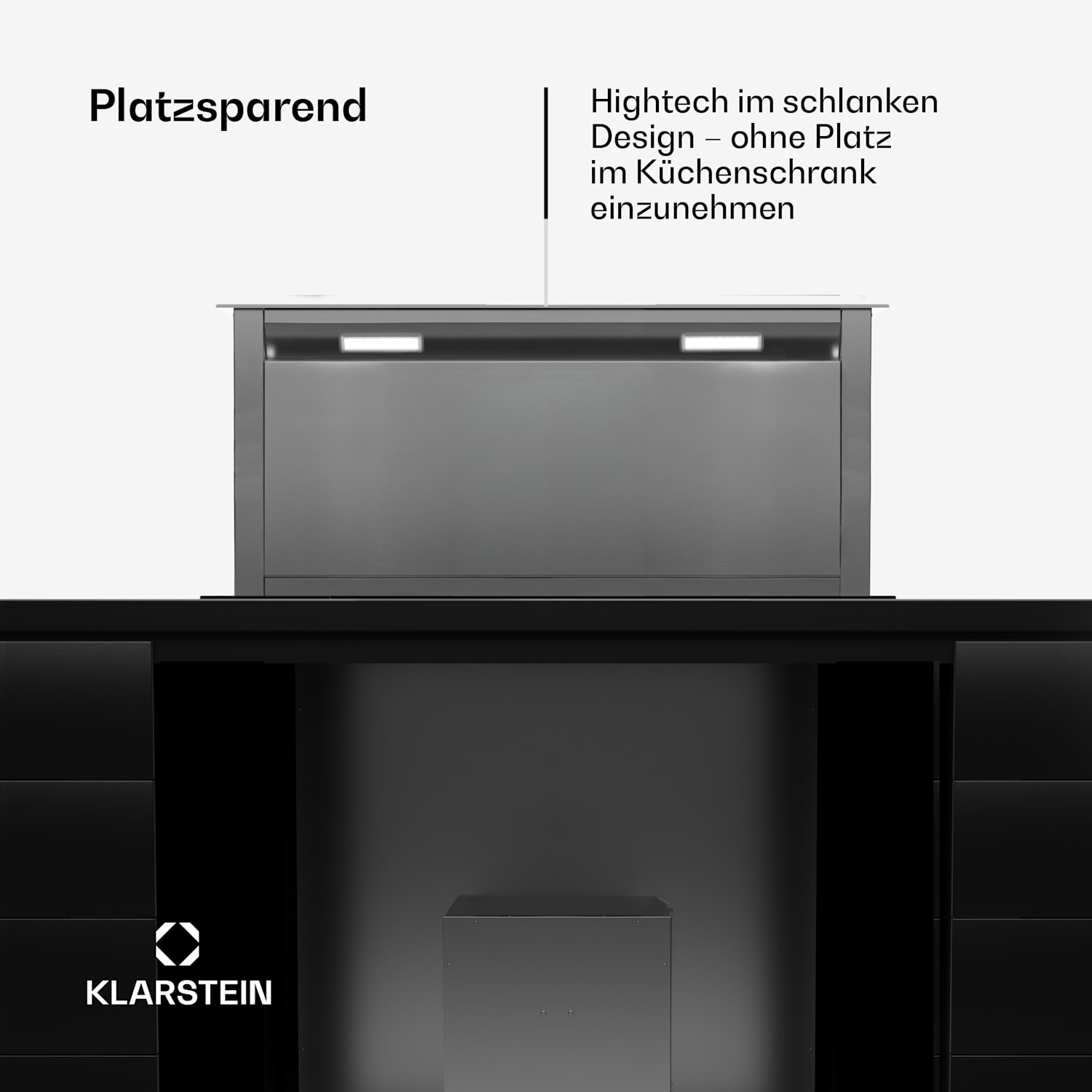 Royal Flush Downdraft Dunstabzugshaube 507 m³/h 90 cm 90 cm | Silber | Schwarz