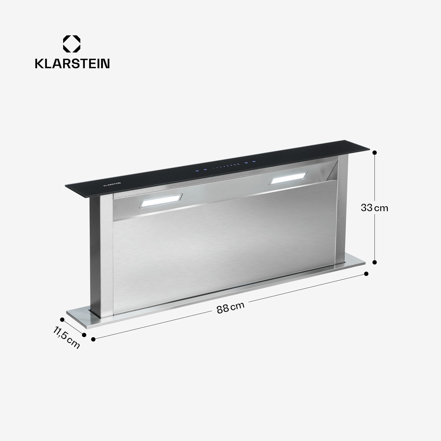 Royal Flush Downdraft Dunstabzugshaube 507 m³/h 90 cm 90 cm | Silber | Schwarz