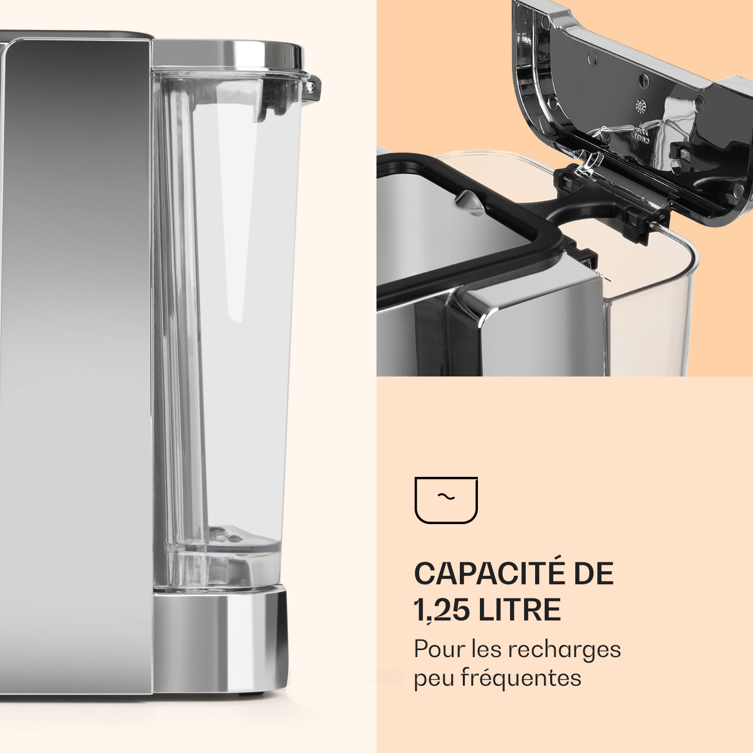 Passionata 15 Machine à expresso 15 bars 6 tasses 1,25 litre mousseur à lait 15 bar | Argent Chromé