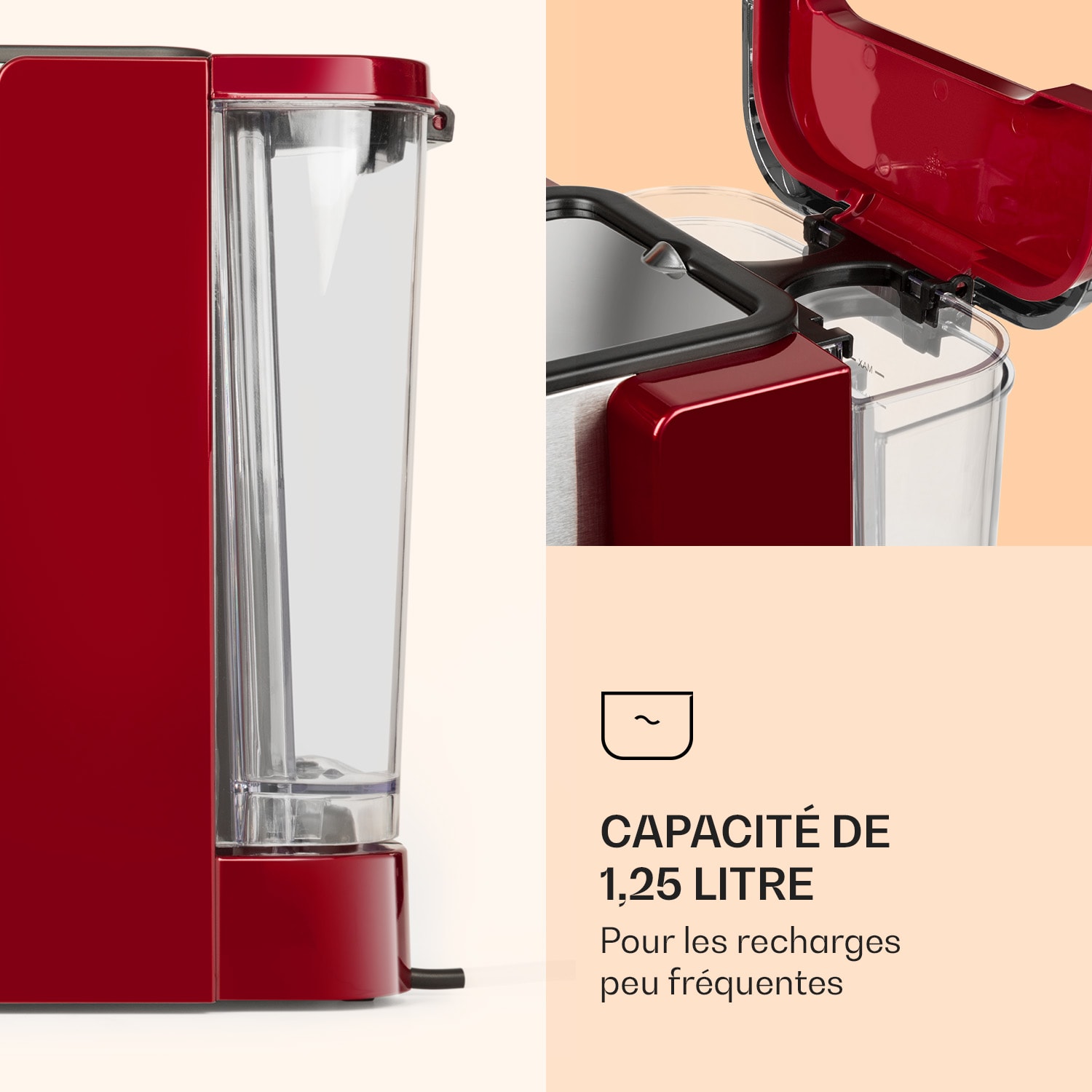 Passionata 20 Machine à expresso 20 bars 6 tasses 1,25 litre mousseur à lait 20 bar | Rouge
